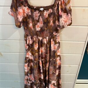 Baltic Born Southampton Brown Floral Smocked Maxi Dress